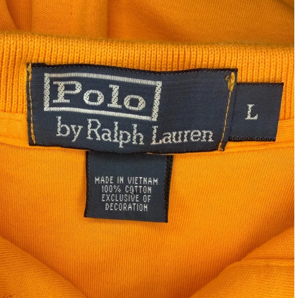 Polo Ralph Lauren Mens Orange Cotton Short Sleeve Polo Shirt Blue Pony Size L
